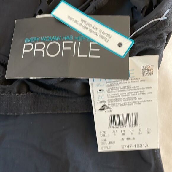 PROFILE BLACK CUTOUT TANKINI TOP.  NEW WITH TAGS. - Picture 6 of 11